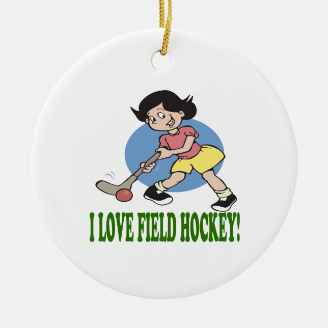 I Liebe-Feld-Hockey 2 Keramikornament (Vorne)