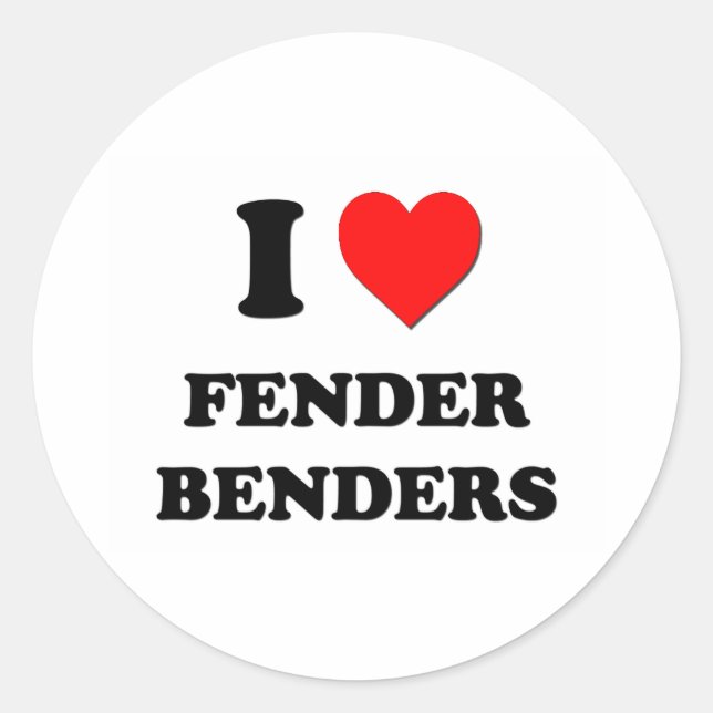 I Liebe Fender Benders Runder Aufkleber (Vorderseite)