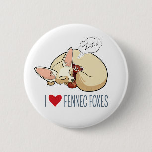 I Liebe Fennec Füchse - Cartoon Fennec Fox Button
