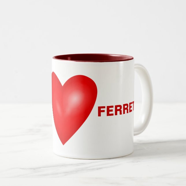 I Liebe Ferrets mit dem Roten Herz Zweifarbige Tasse (VorderseiteRechts)