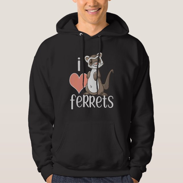 I Liebe Ferrets Niedlich Ferret Eigentümer Hoodie (Vorderseite)