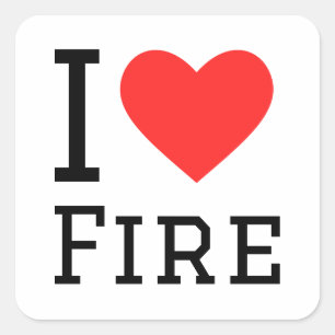 I Liebe Feuer Quadratischer Aufkleber