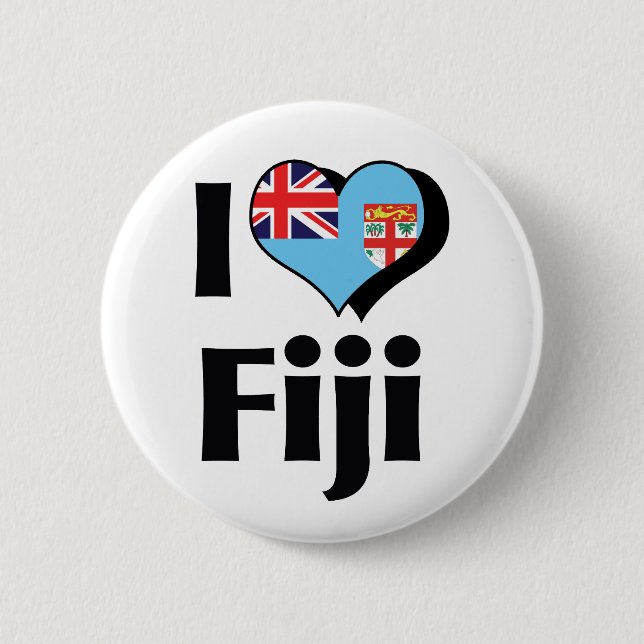 I Liebe Fidschi-Flagge Button (Vorderseite)