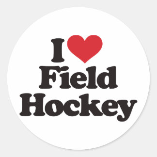 I Liebe Field Hockey Runder Aufkleber