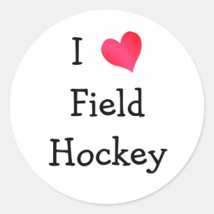 I Liebe Field Hockey Runder Aufkleber