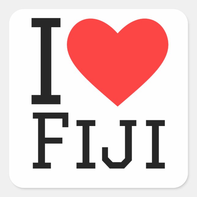 I Liebe Fiji Quadratischer Aufkleber (Vorderseite)