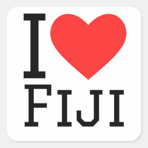 I Liebe Fiji Quadratischer Aufkleber