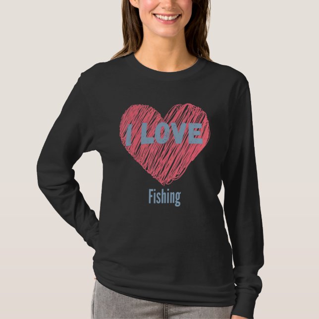 I Liebe Fischen Herzbild Hobby oder Hobbyist T-Shirt (Vorderseite)