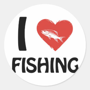I Liebe Fischerei Runder Aufkleber