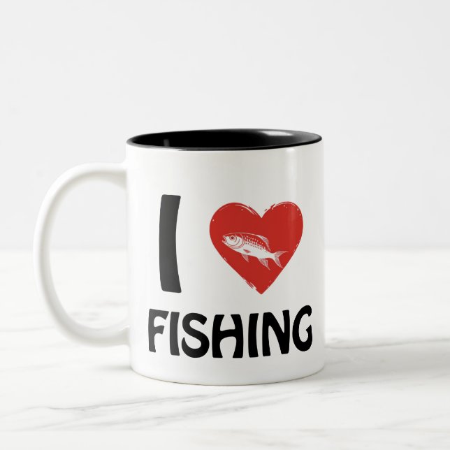 I Liebe Fischerei Zweifarbige Tasse (Links)