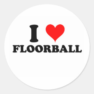 I Liebe Floorball Runder Aufkleber