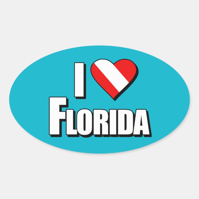 I Liebe Florida Diving Ovaler Aufkleber (Vorderseite)