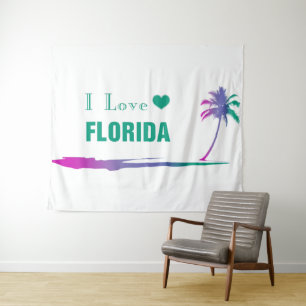 I Liebe Florida farbenfroh grün Wandteppich