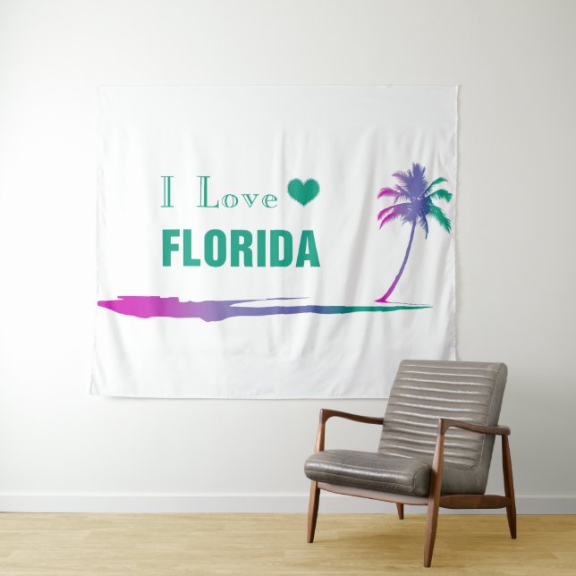 I Liebe Florida farbenfroh grün Wandteppich (Beispiel (Horizontal))