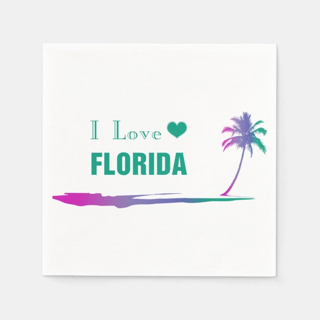 I Liebe Florida farbenfrohe grüne Napkins Serviette (Vorderseite)