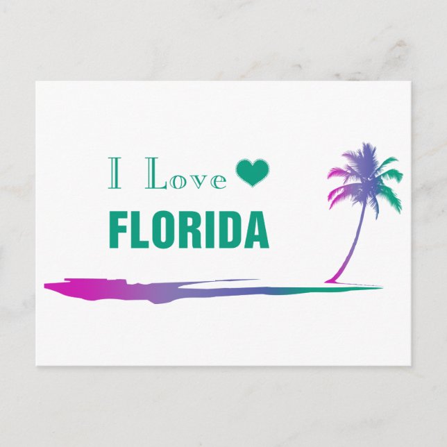 I Liebe Florida farbenfrohe grüne Postkarte (Vorderseite)