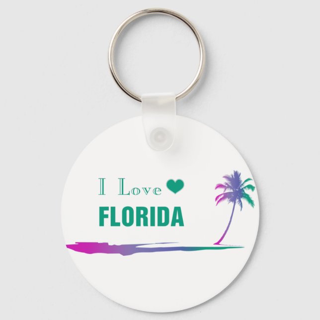I Liebe Florida farbenfroher grüner Schlüsselanhän Schlüsselanhänger (Vorderseite)