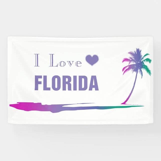 I Liebe Florida Farbige Lila Banner (Horizontal)