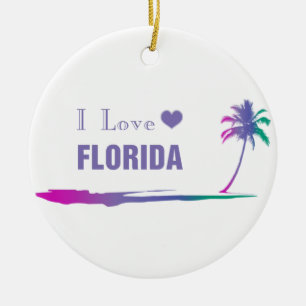 I Liebe Florida Farbige Lila Keramik Ornament