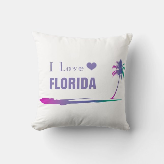 I Liebe Florida Farbige Lila Kissen (Vorderseite)