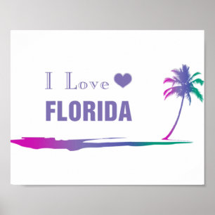 I Liebe Florida Farbige Lila Poster