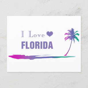 I Liebe Florida Farbige Lila Postkarte