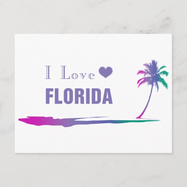 I Liebe Florida Farbige Lila Postkarte (Vorderseite)
