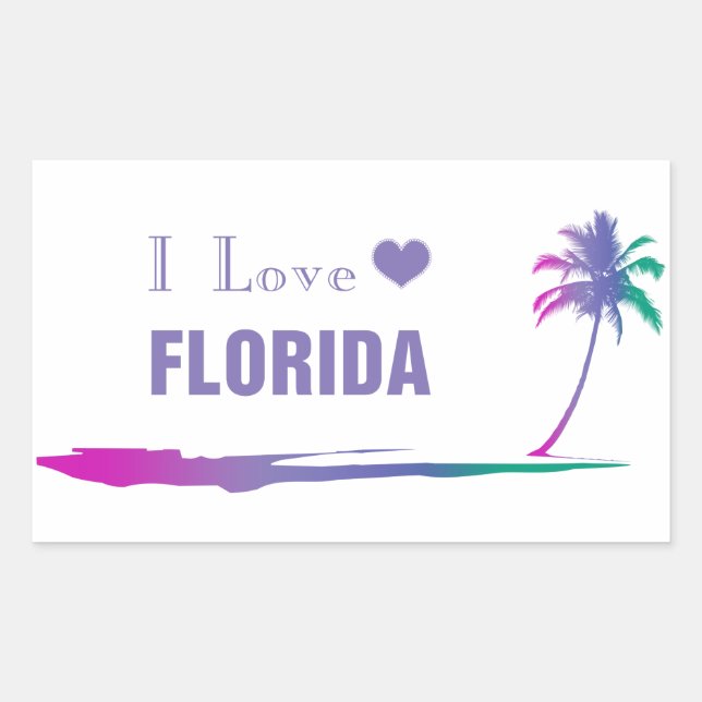 I Liebe Florida Farbige Lila Rechteckiger Aufkleber (Vorderseite)