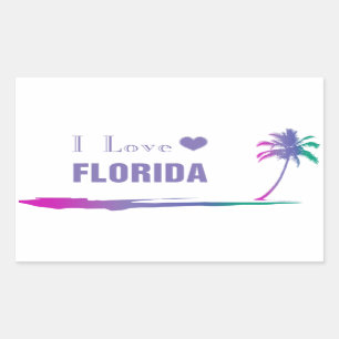 I Liebe Florida Farbige Lila Rechteckiger Aufkleber