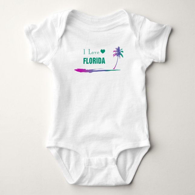 I Liebe Florida farbiger grüner Baby Bodysuit Strampler (Vorderseite)