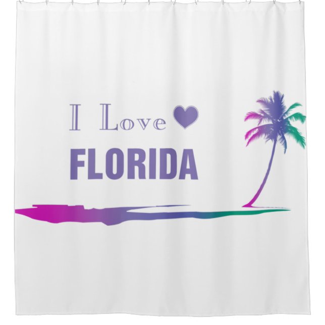 I Liebe Florida Farbiger Lila Duschvorhang (Vorderseite)