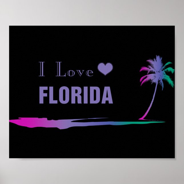 I Liebe Florida Farbiges Lila Poster (Vorne)