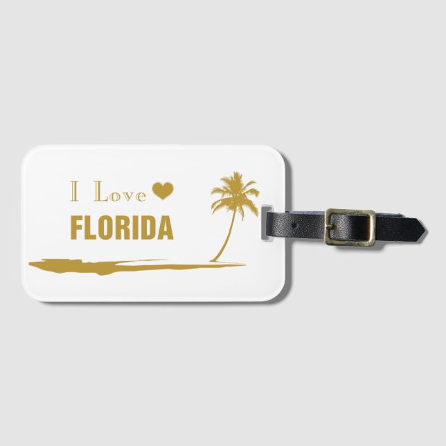 I Liebe Florida Gold Gepäckanhänger (Vorderseite (Horizontal))