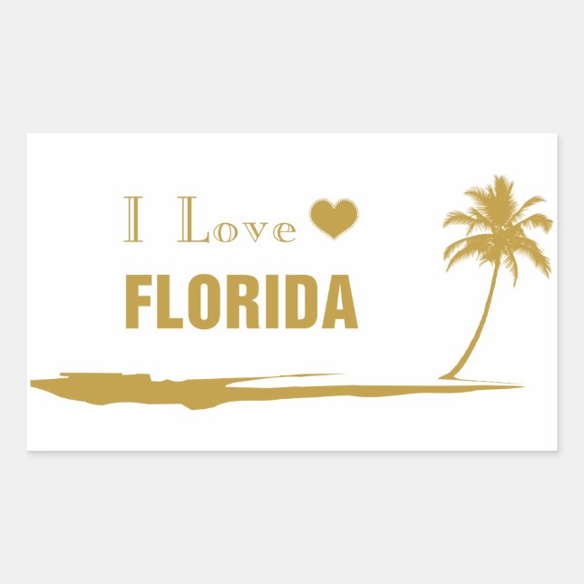 I Liebe Florida Gold Rechteckiger Aufkleber (Vorderseite)