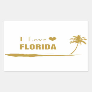 I Liebe Florida Gold Rechteckiger Aufkleber