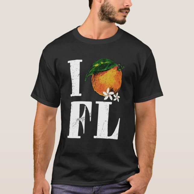 I Liebe Florida Orange Frucht Staaten Amerikanisch T-Shirt (Vorderseite)