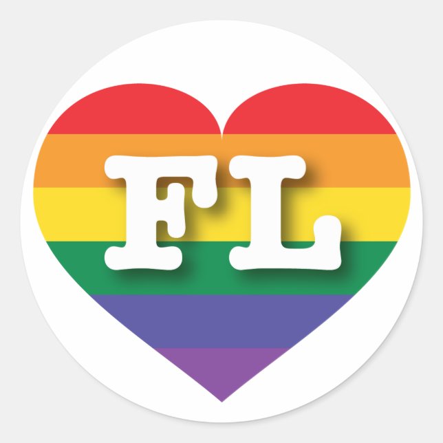 I Liebe Florida Rainbow Heart Runder Aufkleber (Vorderseite)