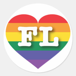 I Liebe Florida Rainbow Heart Runder Aufkleber