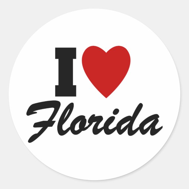 I Liebe Florida Runder Aufkleber (Vorderseite)