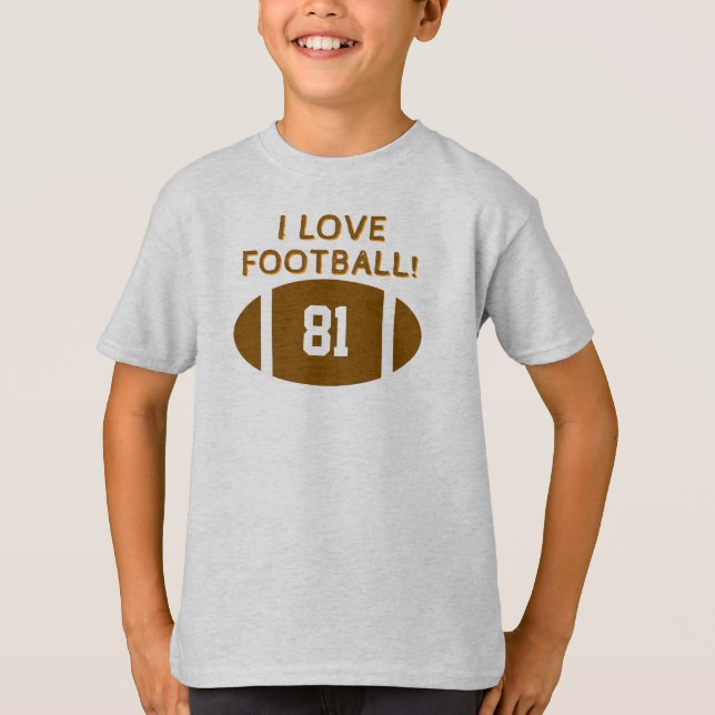I Liebe Football Player Nummer T-Shirt (Vorderseite)