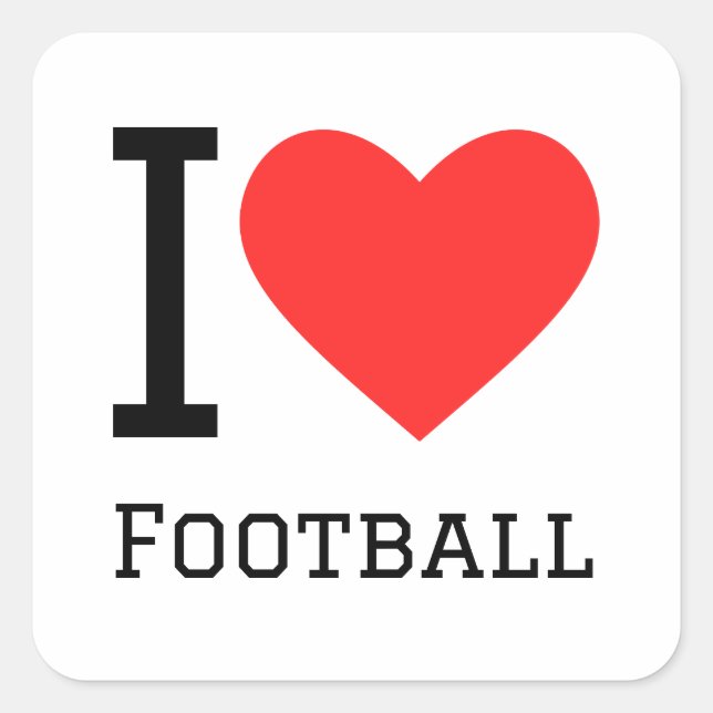 I Liebe Football Quadratischer Aufkleber (Vorderseite)