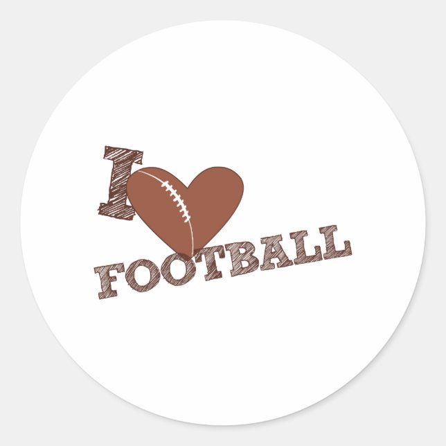 I Liebe Football Runder Aufkleber (Vorderseite)
