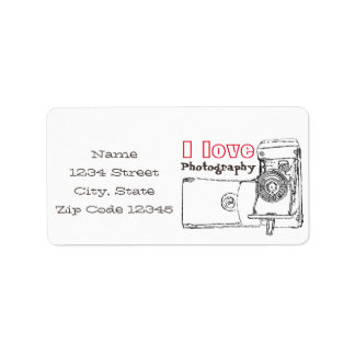 I Liebe Fotografie Retro-Kamera Adressaufkleber