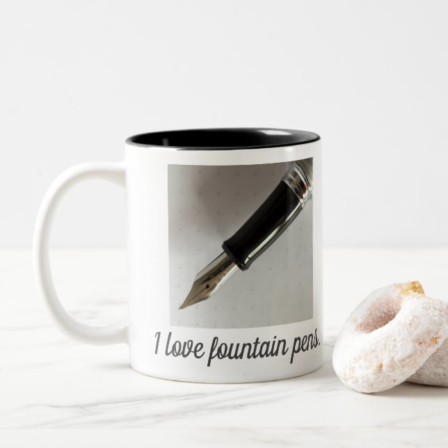 I Liebe Fountain Pens Zweifarbige Tasse (Mit Donut)
