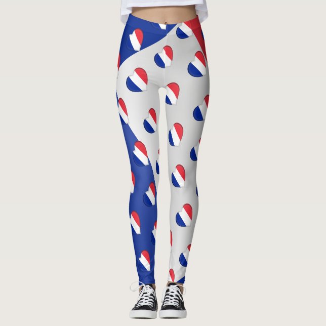 I Liebe Frankreich Französisch Flag Herz Pattern F Leggings (Vorderseite)