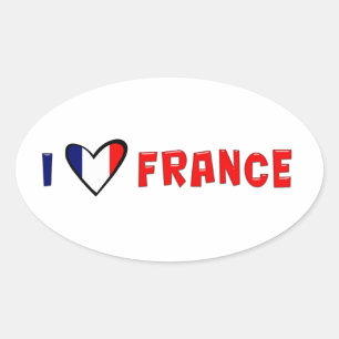 I Liebe Frankreich Ovaler Aufkleber