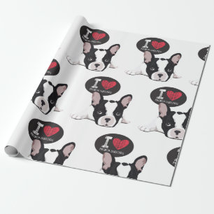 I Liebe French Bulldog Geschenkpapier