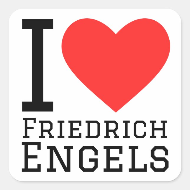 I Liebe Friedrich engels Quadratischer Aufkleber (Vorderseite)