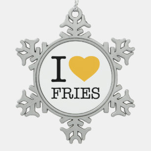 I LIEBE FRIES SCHNEEFLOCKEN Zinn-Ornament