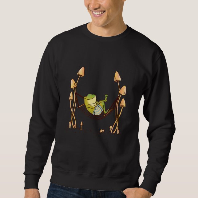 I Liebe Frogs Niedlich Chill Frosch Hammock Sweatshirt (Vorderseite)